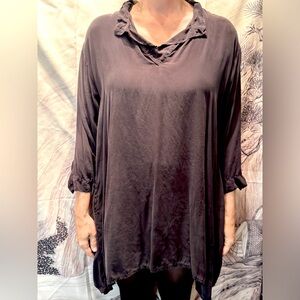 URU black washable silk tunic (XL)